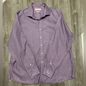 Michael Kors purple & white checkered button down,‎ neck 18, men’s size XXL